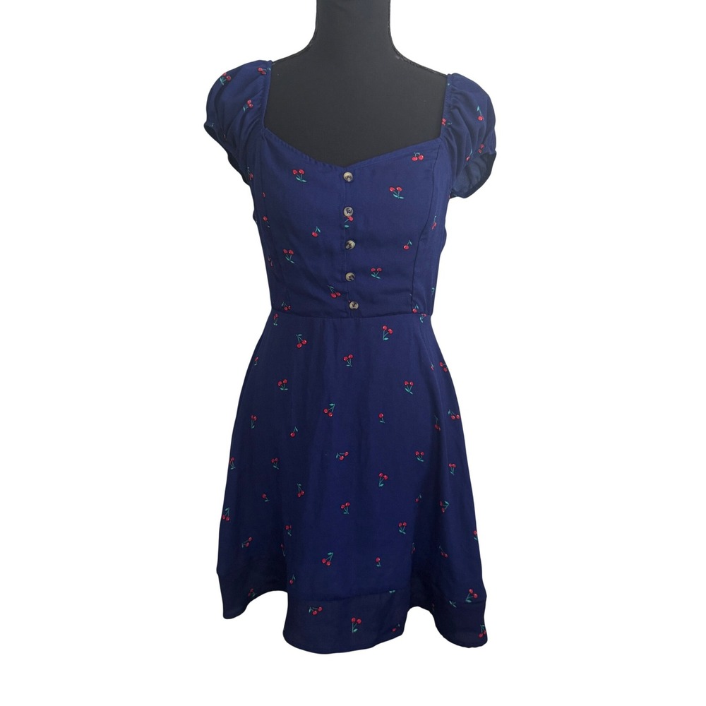 Lovecra Womens Cherry Print Sweetheart Mini Dress M Rockabilly Pinup Retro